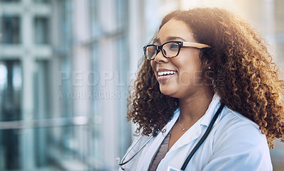 Buy stock photo Cropped shot of a female doctor in a hospital