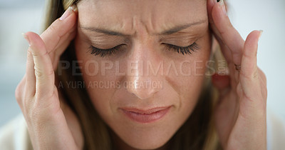 Buy stock photo Cropped shot of an attractive woman looking stressed