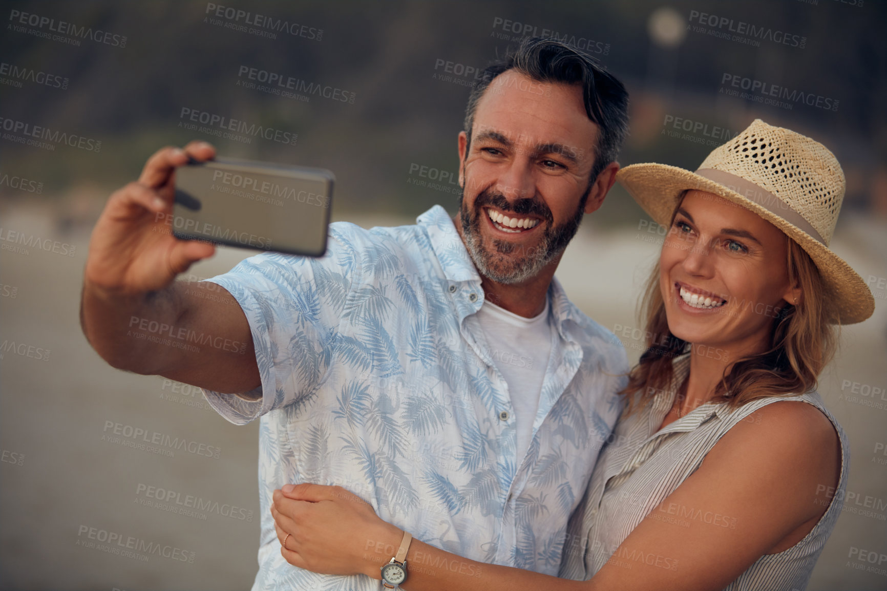 Buy stock photo Cropped shot of an affectionate couple taking a selfie together