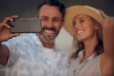Buy stock photo Cropped shot of an affectionate couple taking a selfie together