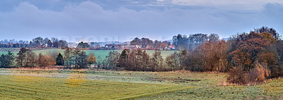 Buy stock photo A photo of a vibrant country field in early autumn