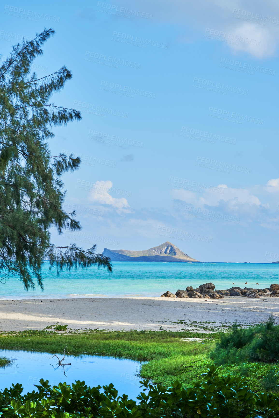 Buy stock photo A photo of the famous Hawaiian beach - Bellow Field Beach Park, Close to Waimanalo, the island Oahu, Hawaii