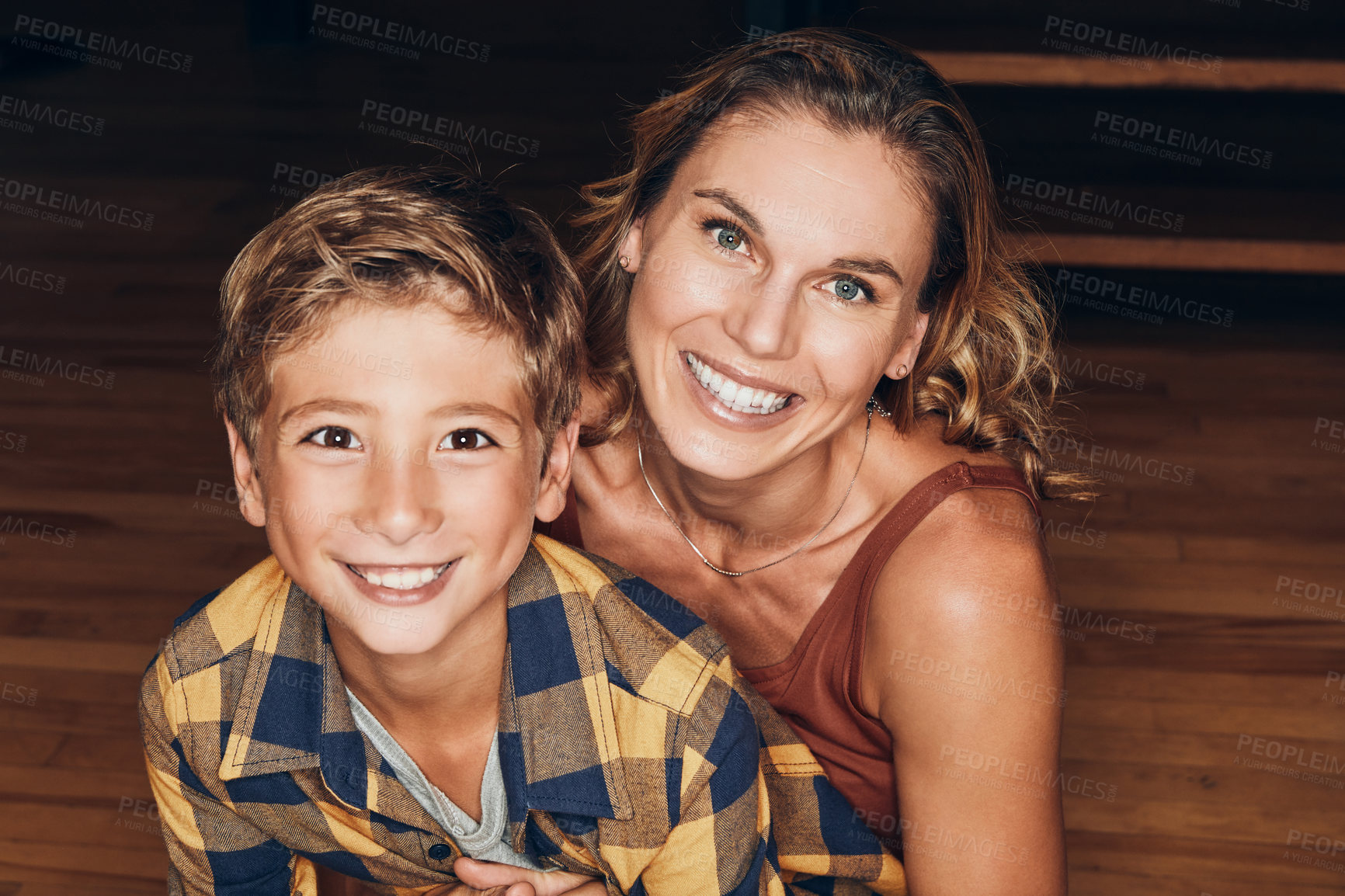 Buy stock photo Portrait of an adorable little boy spending quality time with his mother at home