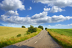 Road in the countryside - summertime, Denmark