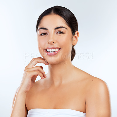 Buy stock photo Studio shot of beautiful young women posing against a grey background 