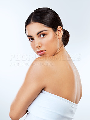 Buy stock photo Studio shot of beautiful young women posing against a grey background 