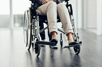 Buy stock photo Cropped shot of an unrecognizable senior woman sitting in a wheelchair