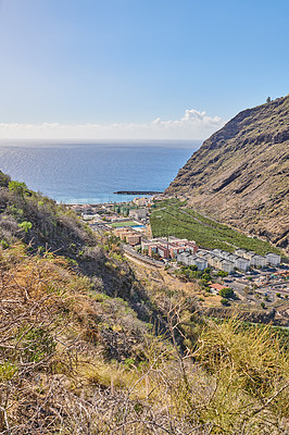 Buy stock photo Puerto de Tazacorte - Small village with black beach, La Palma, Spain