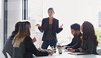 Updating her team on the company's progress