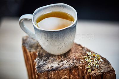 Buy stock photo Shot of a cup of freshly made herbal tea