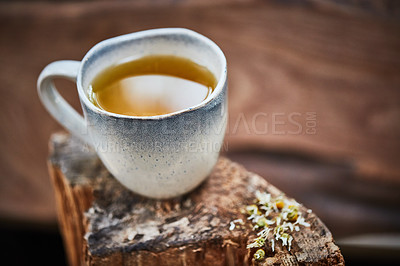 Buy stock photo Shot of a cup of freshly made herbal tea