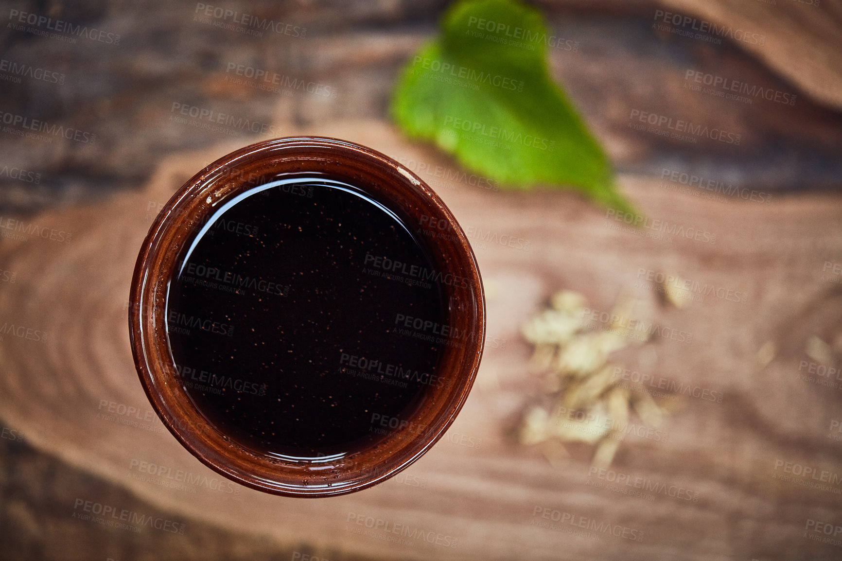 Buy stock photo Shot of a glass of freshly made herbal tea