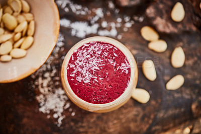 Buy stock photo Shot of a freshly made healthy snack on a table