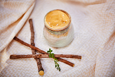 Buy stock photo Shot of a freshly made healthy snack on a table