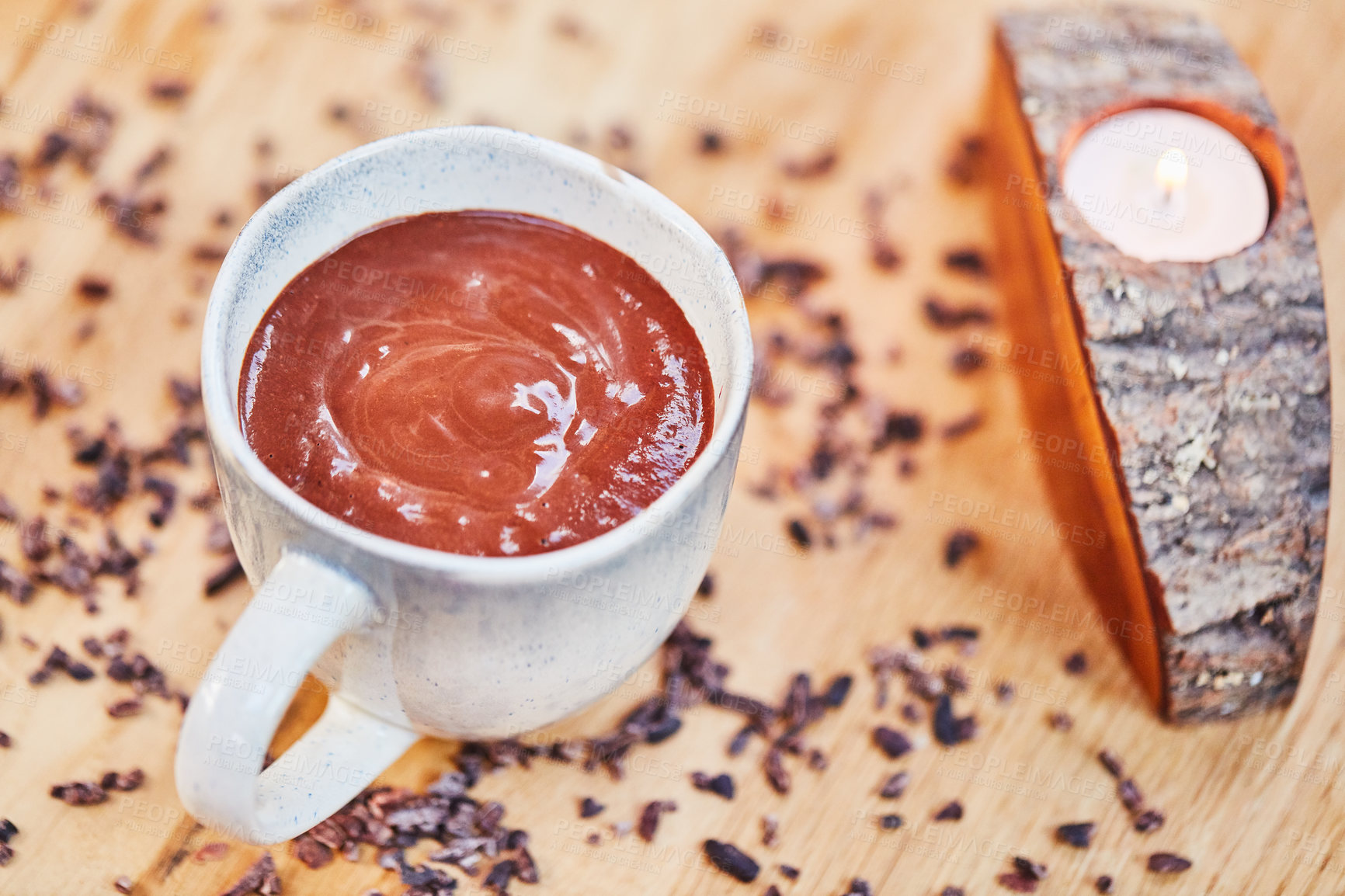 Buy stock photo Shot of a freshly made chocolate snack in a cup on a table