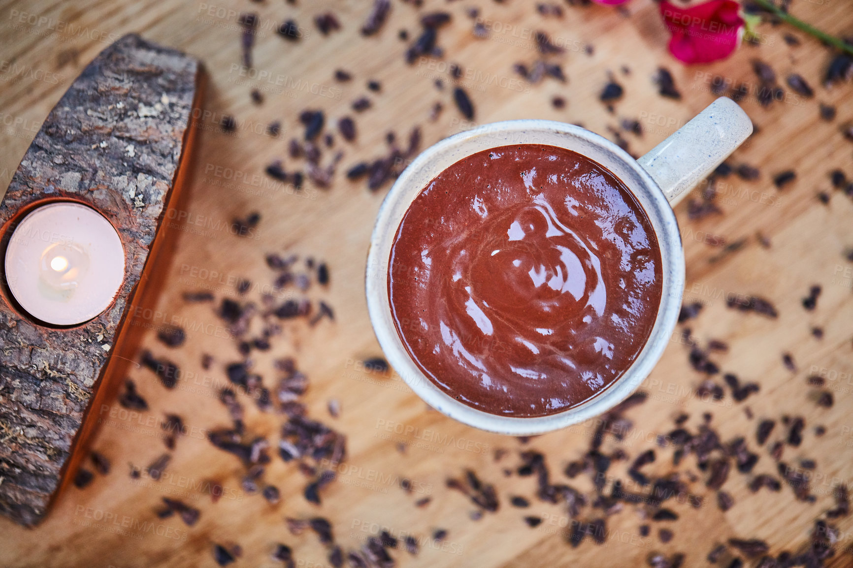 Buy stock photo Shot of a freshly made chocolate snack in a cup on a table