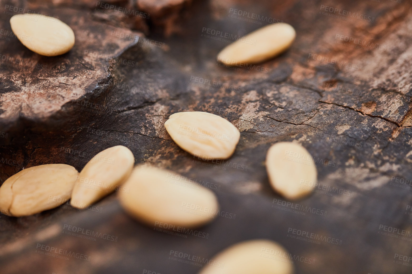 Buy stock photo Shot of almonds on a table