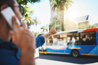 Buy stock photo Shot of a man trying to catch a cab in the city