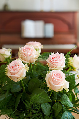 Buy stock photo A beautiful red and pink roses in a vase