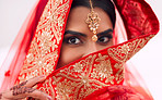 The beautiful bride in red