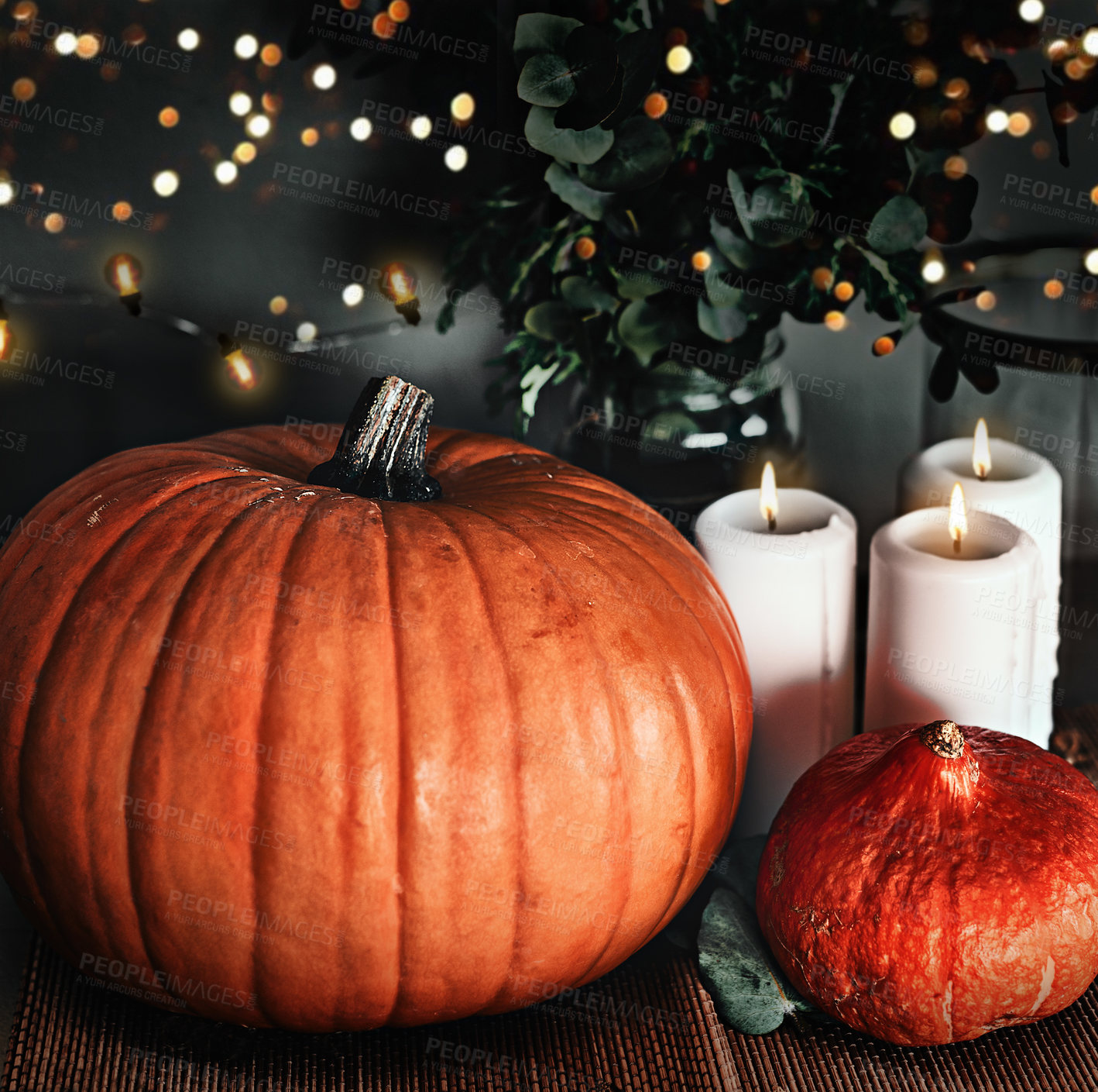 Buy stock photo Shot of various items set up for a Thanksgiving celebration at home