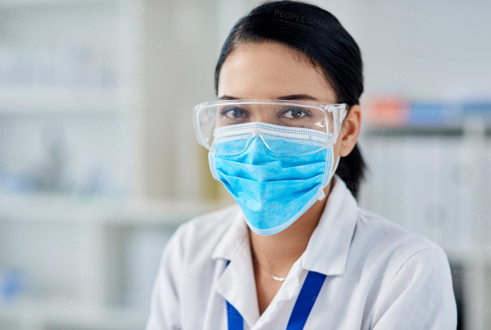 Buy stock photo Portrait of a confident young woman working in a laboratory