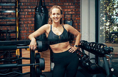 Buy stock photo Cropped shot of a beautiful young woman out for a session at the gym