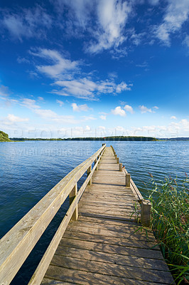 Buy stock photo A photo of Jetty on a lake