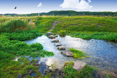 Buy stock photo A landscape photo of a small river - Rebild, Denmark
