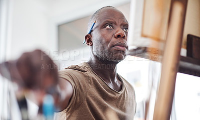 Buy stock photo Cropped shot of a man painting in a art studio