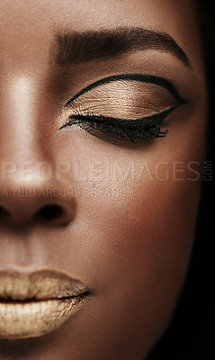 Buy stock photo Closeup shot of a young woman wearing makeup