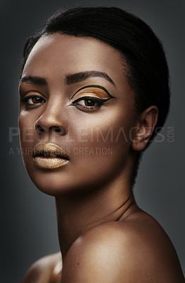 Buy stock photo Cropped shot of a beautiful young woman wearing makeup
