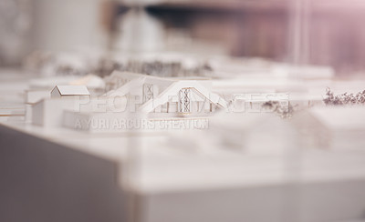 Buy stock photo Still life shot of an architect's scale model in a modern office