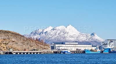 Buy stock photo The city of Bodoe and surroundings, North of the Polar Circle 