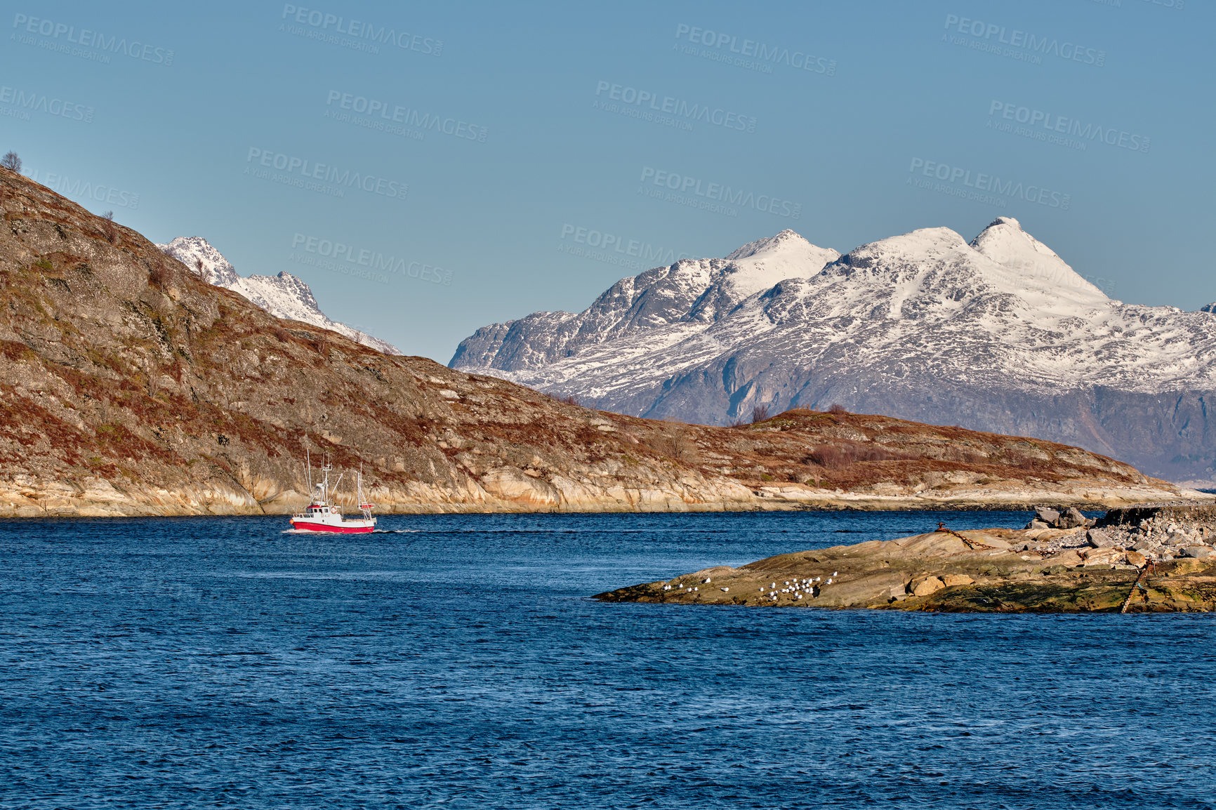 Buy stock photo The city of Bodoe and surroundings, North of the Polar Circle 