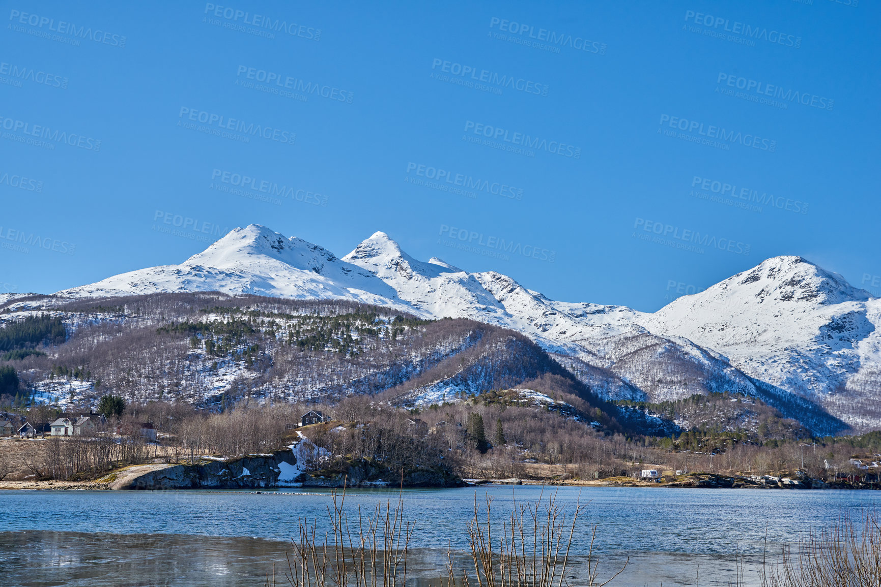 Buy stock photo The city of Bodoe and surroundings, North of the Polar Circle 