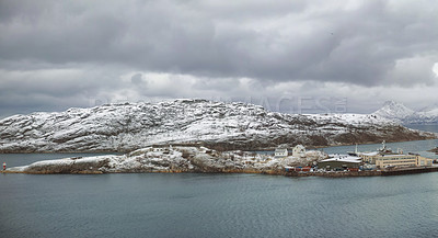 Buy stock photo The city of Bodoe and surroundings, North of the Polar Circle 