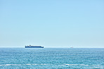 Container ship on calm sea
