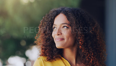 Buy stock photo Cropped shot of a beautiful young woman standing outdoors