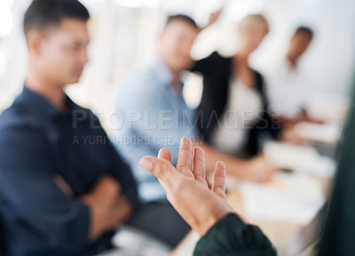 Buy stock photo Cropped shot of a businesswoman delivering a presentation in a modern office