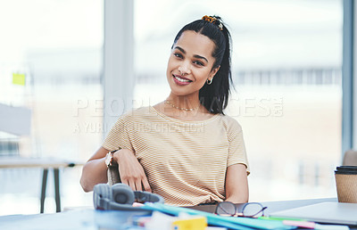 Buy stock photo Portrait of a young designer working in an office