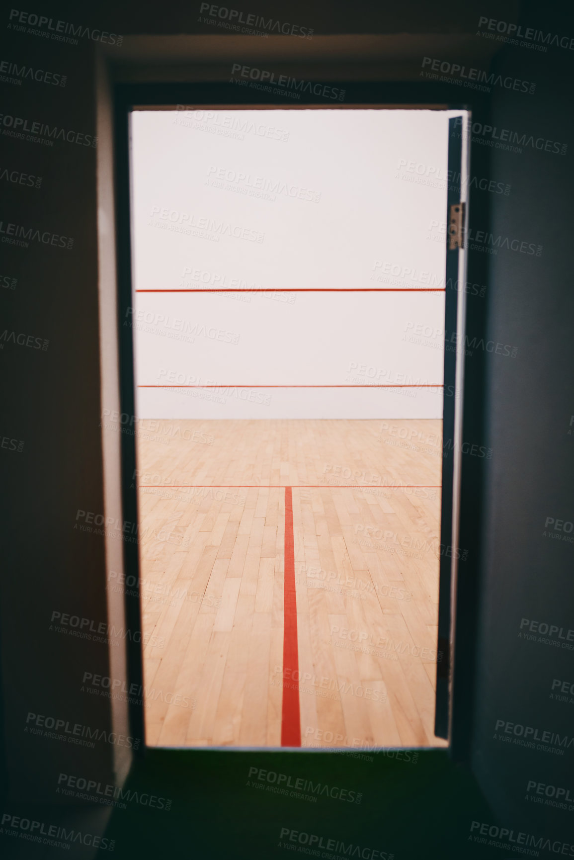 Buy stock photo Squash, background and court for workout, game and exercise in sport competition as open entrance. Indoor club, texture and activity in gym for wellness, match or training in athletics, hobby and fun