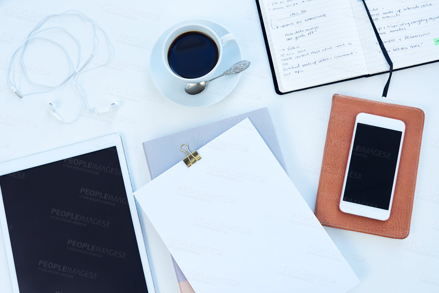 Buy stock photo High angle shot of objects on a table  with no people 