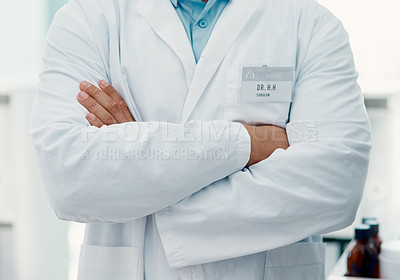 Buy stock photo Cropped shot of a confident scientist working in a modern laboratory