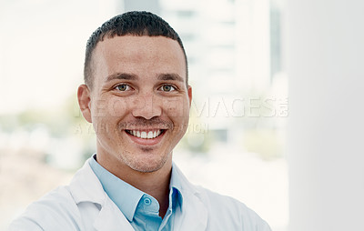 Buy stock photo Portrait of a confident young scientist working in a modern laboratory