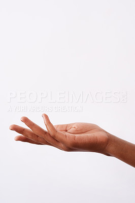 Buy stock photo Studio gesture of an unrecognizable woman's hand against a white background