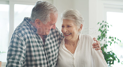 Buy stock photo Cropped shot of an affectionate couple spending time together at home