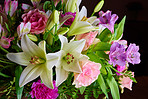 Bouquet on black background