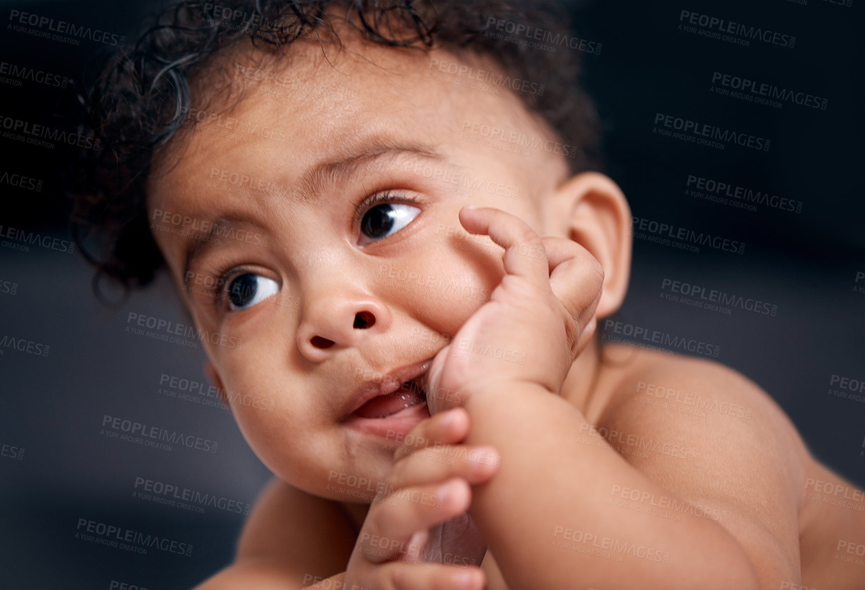 Buy stock photo Shot of an adorable baby boy at home