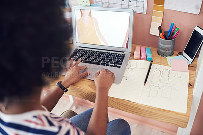 Buy stock photo Cropped shot of a young designer working from home